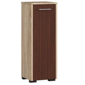 Armoire salle de bains AKORD FIN Chêne Sonoma 30 cm 1 porte façade Wengé 2 étagères 30x30x85 cm
