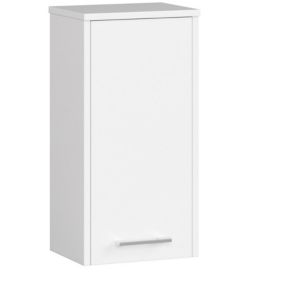 Armoire salle de bains AKORD FIN Meuble Haut Suspendue Blanche 30 cm 1 porte façade Blanche 2 étagères 30x22,5x60 cm