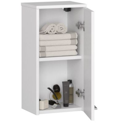 Armoire salle de bains AKORD FIN Meuble Haut Suspendue Blanche 30 cm 1 porte façade Blanche 2 étagères 30x22,5x60 cm