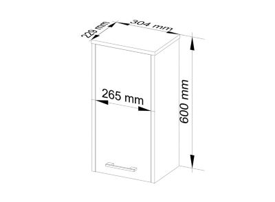 Armoire salle de bains AKORD FIN Meuble Haut Suspendue Blanche 30 cm 1 porte façade Gris Graphite 2 étagères 30x22,5x60 cm