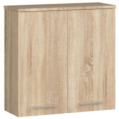Armoire salle de bains AKORD FIN Meuble Haut Suspendue Chêne Sonoma 60 cm 2 portes façade Chêne Sonoma 2 étagères 60x22,5x60 cm