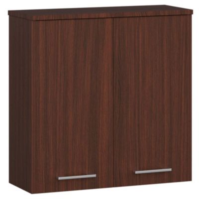 Armoire salle de bains AKORD FIN Meuble Haut Suspendue Wengé 60 cm 2 portes façade Wengé 2 étagères 60x22,5x60 cm