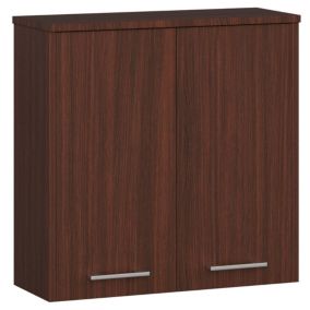 Armoire salle de bains AKORD FIN Meuble Haut Suspendue Wengé 60 cm 2 portes façade Wengé 2 étagères 60x22,5x60 cm