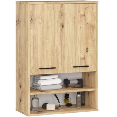 Armoire salle de bains suspendue AKORD FIN Chêne Artisan 64 cm 2 portes façade Chêne Artisan 4 étagères 64x30x94 cm