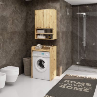 Armoire salle de bains suspendue AKORD FIN Chêne Artisan 64 cm 2 portes façade Chêne Artisan 4 étagères 64x30x94 cm