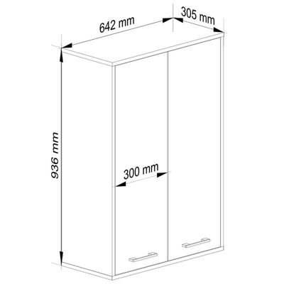 Armoire salle de bains suspendue AKORD FIN Chêne Artisan 64 cm 2 portes pleine Chêne Artisan 4 étagères 64x30x94 cm