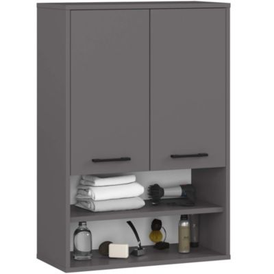 Armoire salle de bains suspendue AKORD FIN Gris Graphite 64 cm 2 portes façade Gris Graphite 4 étagères 64x30x94 cm