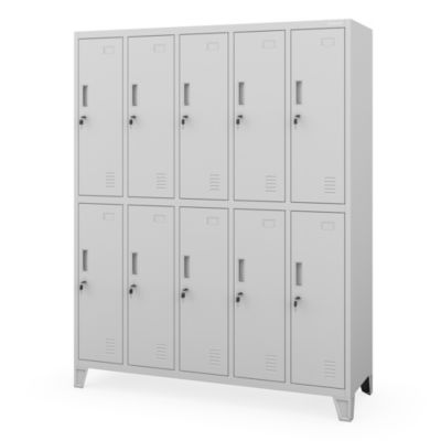 Armoire sociale à 10 portes BARTEK, 1360 x 1720 x 450 mm gris