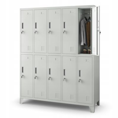 Armoire sociale à 10 portes BARTEK, 1360 x 1720 x 450 mm gris
