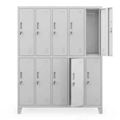 Armoire sociale à 10 portes BARTEK, 1360 x 1720 x 450 mm gris
