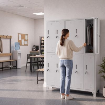 Armoire sociale à 10 portes BARTEK, 1360 x 1720 x 450 mm gris