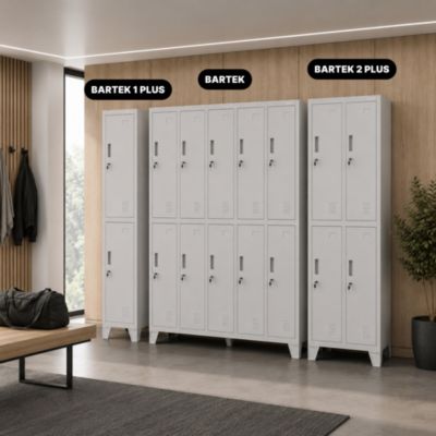 Armoire sociale à 10 portes BARTEK, 1360 x 1720 x 450 mm gris