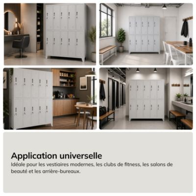 Armoire sociale à 10 portes BARTEK, 1360 x 1720 x 450 mm gris
