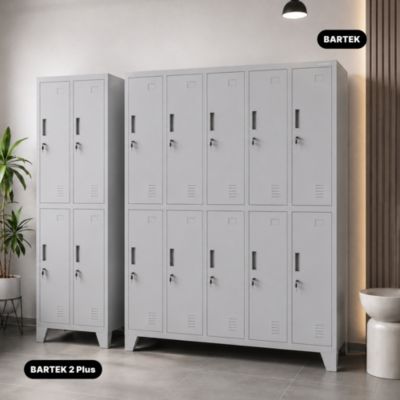 Armoire sociale à 10 portes BARTEK, 1360 x 1720 x 450 mm gris