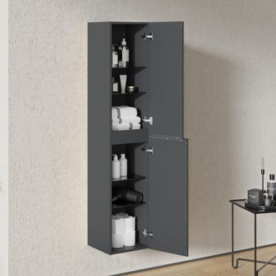 Armoire suspendue, Colonne de salle de bain avec, Garantie 5 ans, Poignée Anthracite, 35x170x35cm- Anthracite-LAVOA