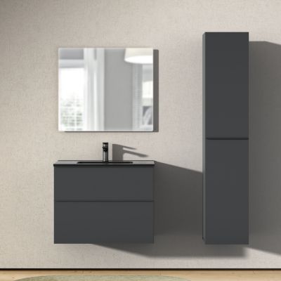 Armoire suspendue, Colonne de salle de bain avec, Garantie 5 ans, Poignée Anthracite, 35x170x35cm- Anthracite-LAVOA