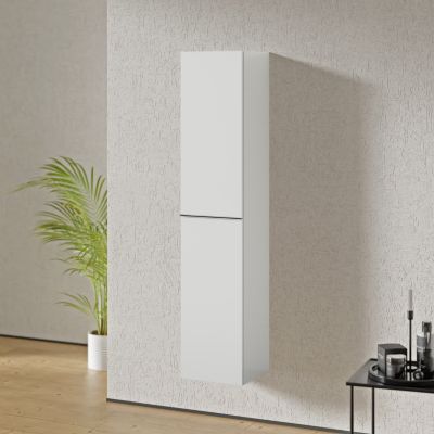 Armoire suspendue, Colonne de salle de bain avec, Garantie 5 ans, Poignée Chrome, 35x170x35cm- Blanc mat-LAVOA