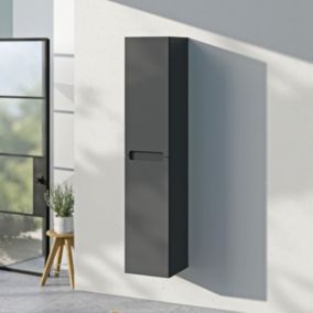 Armoire suspendue, Colonne de salle de bain porte soft-close, Garantie 5 ans, 35x170x35cm, Anthracite mat, VIREO