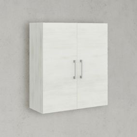 Armoire Suspendue À Deux Portes En Chêne Blanc Effet Bois