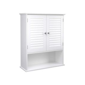 Armoire suspendue deux portes et une niche pour salle de bain coloris blanc collection CLEAN
