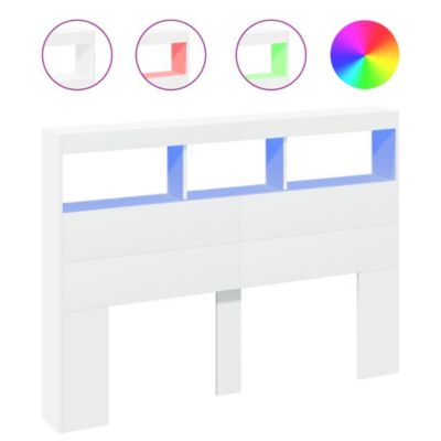 Armoire tête de lit avec LED blanc 140x17x102 cm vidaXL