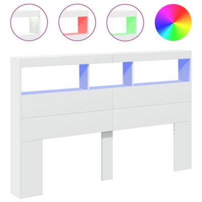 Armoire tête de lit avec LED blanc 160x17x102 cm vidaXL