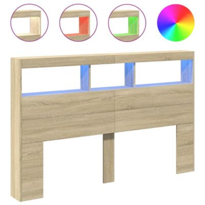 Armoire tête de lit avec LED chêne sonoma 160x17x102 cm vidaXL