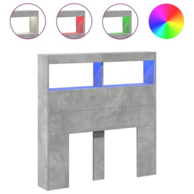 Armoire tête de lit avec LED gris béton 100x17x102 cm vidaXL
