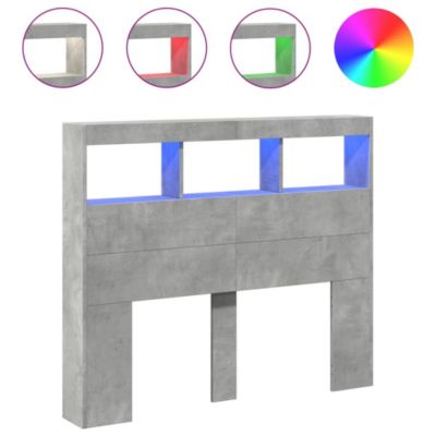 Armoire tête de lit avec LED gris béton 120x17x102 cm vidaXL