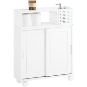 Armoire Toilettes WC, Support Papier Toilette, Salle de Bain sur Roulettes BZR176-W SoBuy