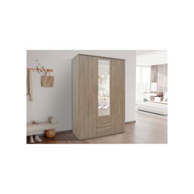 Armoire TOM 3 portes  Chene Sonoma  Avec miroir  L120 x H185 cm