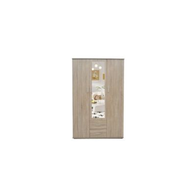 Armoire TOM 3 portes  Chene Sonoma  Avec miroir  L120 x H185 cm