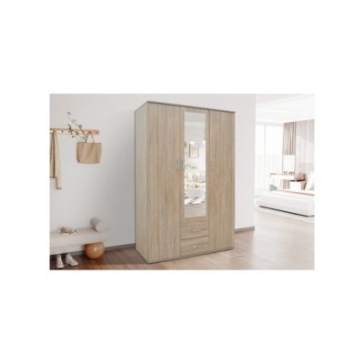 Armoire TOM 3 portes  Chene Sonoma  Avec miroir  L120 x H185 cm
