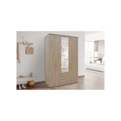 Armoire TOM 3 portes  Chene Sonoma  Avec miroir  L120 x H185 cm