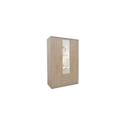 Armoire TOM 3 portes  Chene Sonoma  Avec miroir  L120 x H185 cm
