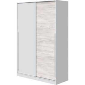 Armoire TOP - blanc artik et chêne nodi - 2 Portes coulissantes - 200 x 121 x 50 cm