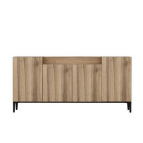 Armoire à Usages Multiples Ellaria, Noyer, Panneau d'Aggloméré Mélaminé, 160x42x75 cm, EPIKASA