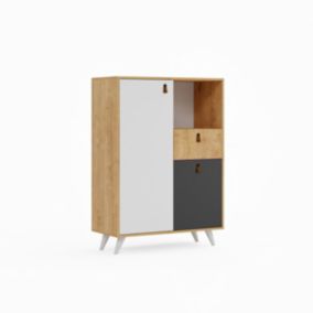 Armoire à Usages Multiples Pera, Chêne, Panneau d'Aggloméré Mélaminé, 100x45x140 cm, EPIKASA