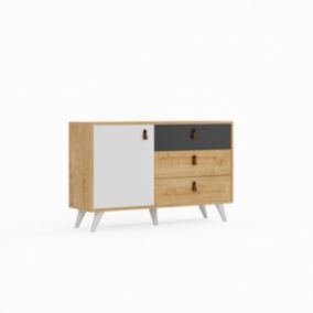 Armoire à Usages Multiples Pera, Chêne, Panneau d'Aggloméré Mélaminé, 120x36,5x77 cm, EPIKASA