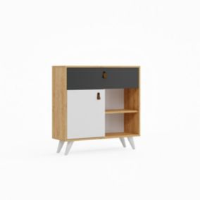 Armoire à Usages Multiples Pera, Chêne, Panneau d'Aggloméré Mélaminé, 90x30x90 cm, EPIKASA