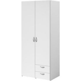 Armoire VARIA - blanc - 2 portes battantes + 2 tiroirs - 81 cm x 185 x 51 cm