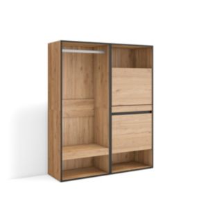 Armoire Vestiaire ouvert meuble chaussures 120x35x145cm couleur chêne