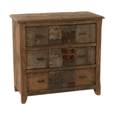 Armoire vintage en bois à motifs (100x50x95 cm - Marron Foncé)