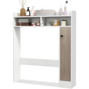 Armoire WC avec Etagere & 2 Compartiments & Tablettes reglables sur 10 niveaux & Anti-Bascule pour Buanderie Blanc