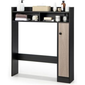 Armoire WC avec Etagere & 2 Compartiments & Tablettes reglables sur 10 niveaux & Anti-Bascule pour Buanderie Noir