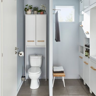 Armoire WC GoodHome Ladoga blanc L. 60 x H. 190 x P. 15 cm