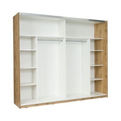 Armoire WOOD 2 portes coulissantes avec miroir  Chene et blanc  200 x 218 cm