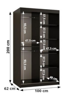 Armoire Zaluzja 3 a portes coulissantes H. 200 x L. 100 x P. 62 2 portes