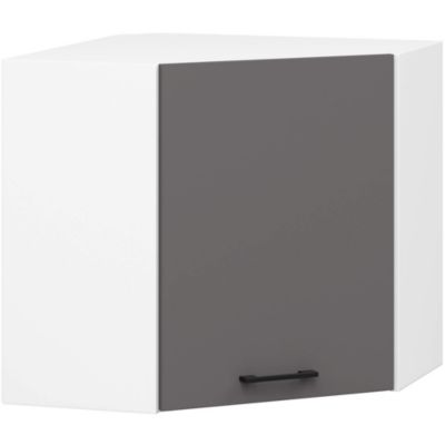 Armoires de cuisine AKORD d'angle haute W60 OLIWIA Blanc 60 cm 1 porte façade Gris Graphite 2 étagères 60x30x58 cm
