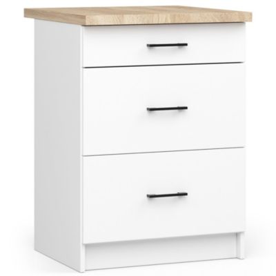 Armoires de cuisine basse AKORD S60 OLIWIA modulable Blanc 60 cm 3 tiroirs façade Blanche 60x46x85 cm